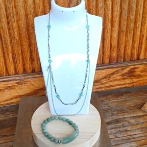 2pc.!New! Genuine Jade,stretch,bracelet and neckace!